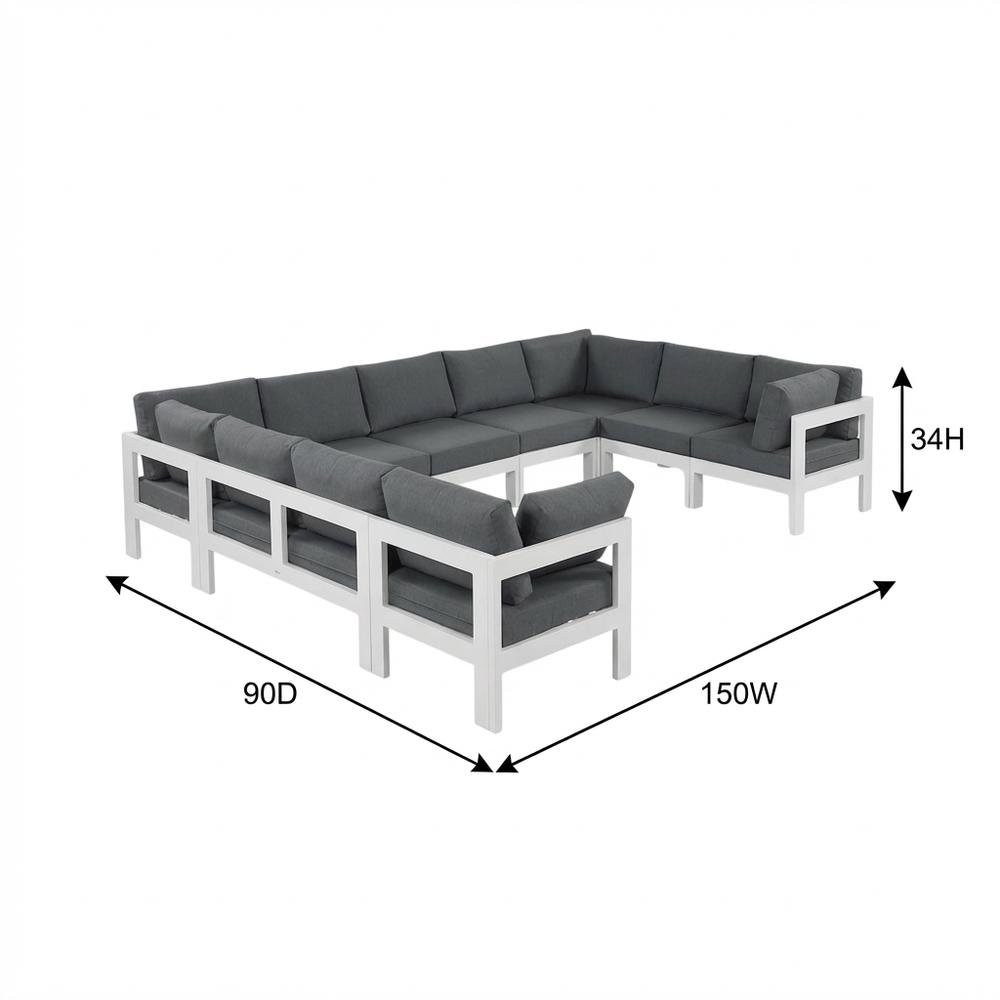 Gray Fabric Outdoor Patio Modular Sectional With Contemporary Design. Picture 7