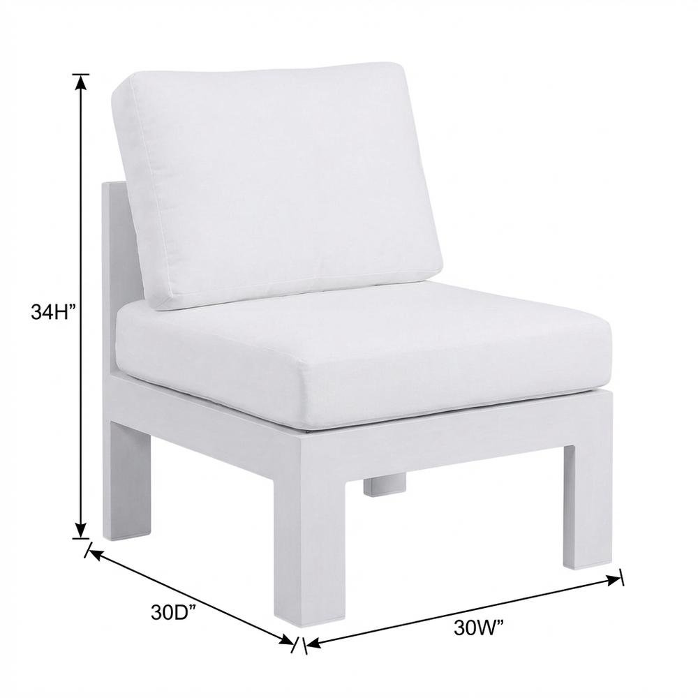 White Fabric Outdoor Patio Aluminum Armless Chair With Contemporary Style. Picture 7