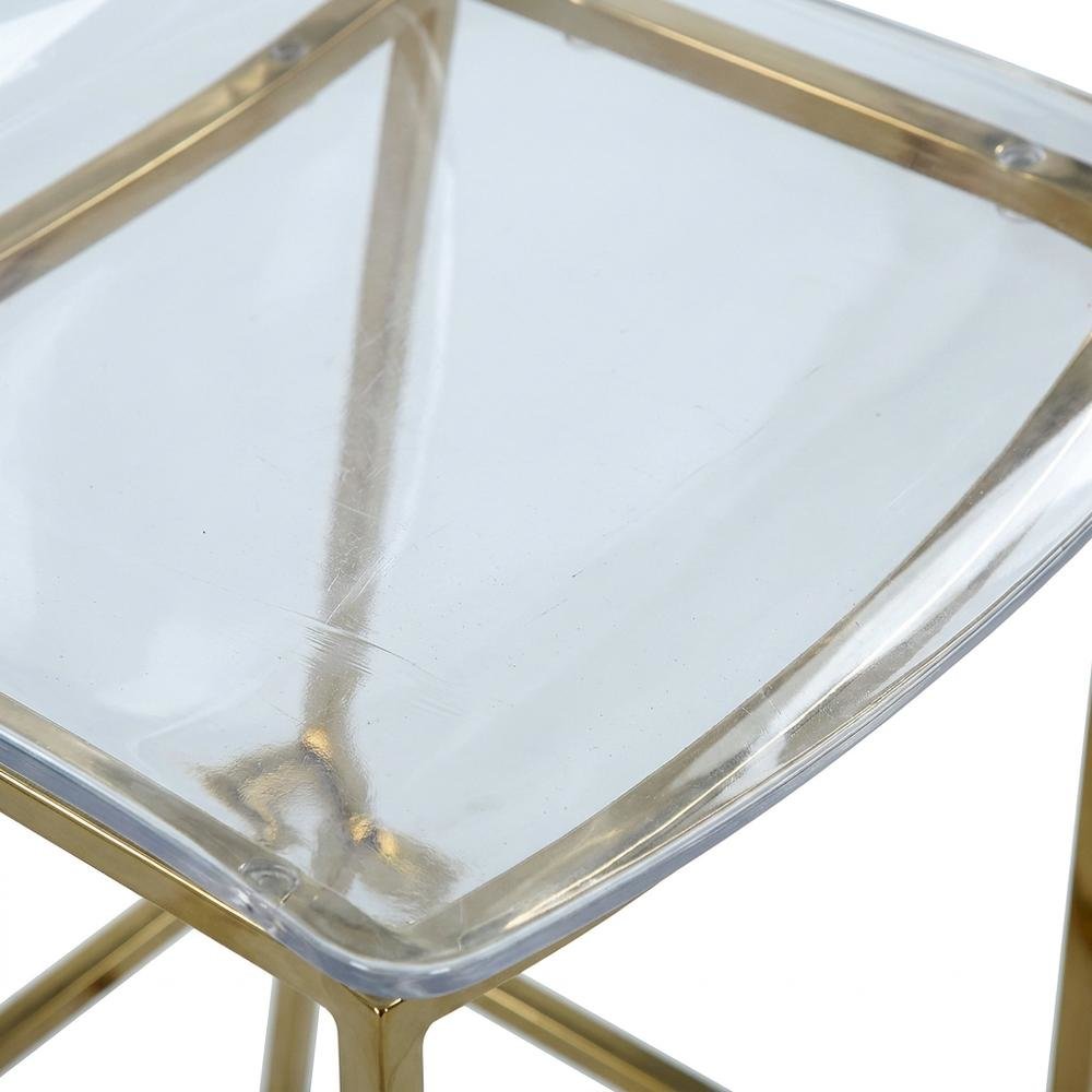 Lucite Polycarbonate Counter Stool with Gold Metal Frame. Picture 8