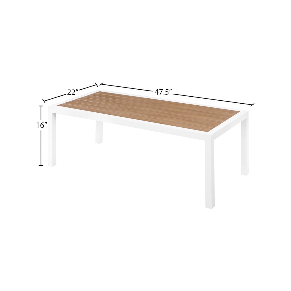 Nizuc Brown Wood Look Accent Paneling Outdoor Patio Aluminum Coffee Table. Picture 5