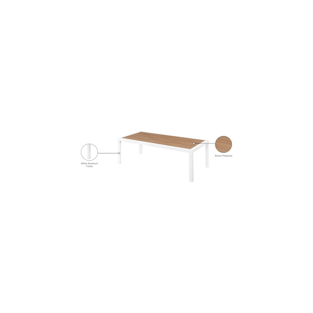 Nizuc Brown Wood Look Accent Paneling Outdoor Patio Aluminum Coffee Table. Picture 6