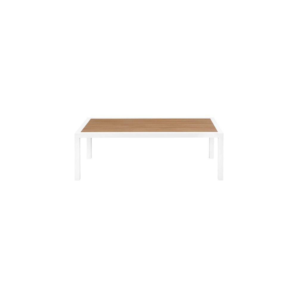 Nizuc Brown Wood Look Accent Paneling Outdoor Patio Aluminum Coffee Table. Picture 2