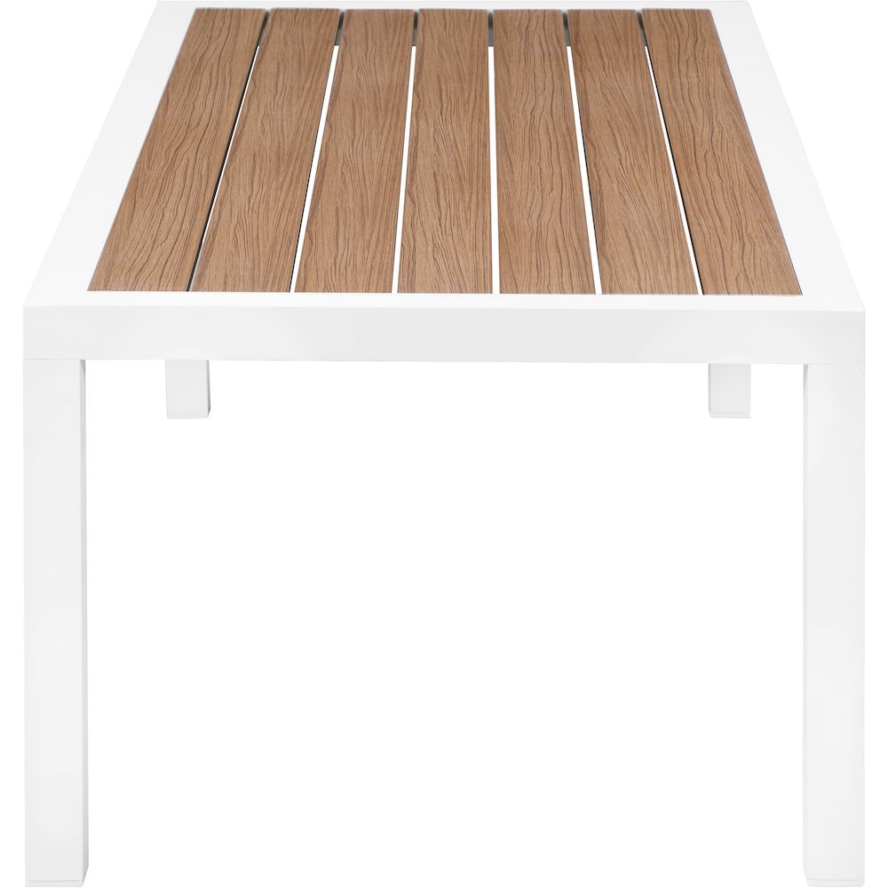 Nizuc Brown Wood Look Accent Paneling Outdoor Patio Aluminum Coffee Table. Picture 3