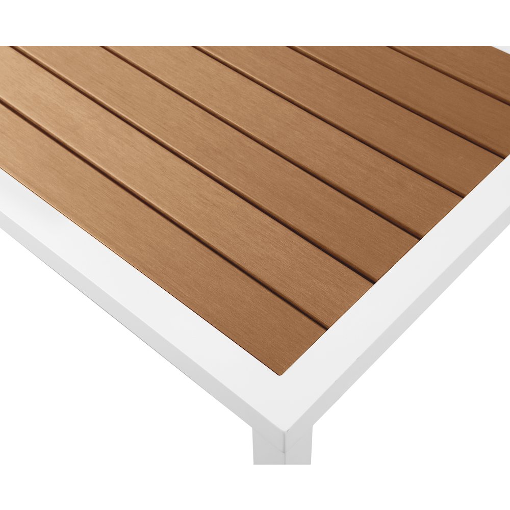 Nizuc Brown Wood Look Accent Paneling Outdoor Patio Aluminum Coffee Table. Picture 4
