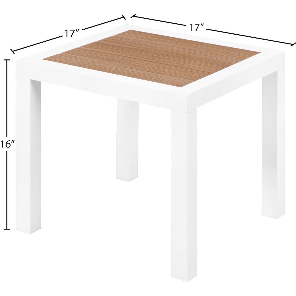 Nizuc Brown Wood Look Accent Paneling Outdoor Patio Aluminum End Table. Picture 5