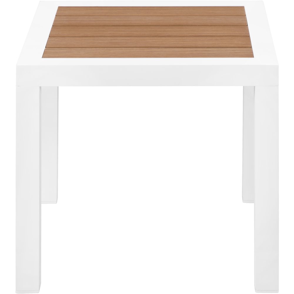 Nizuc Brown Wood Look Accent Paneling Outdoor Patio Aluminum End Table. Picture 2