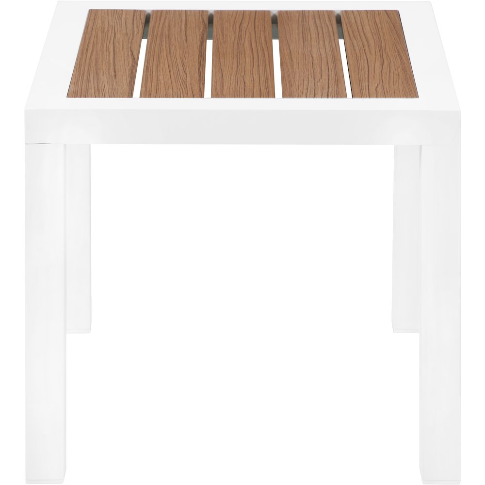 Nizuc Brown Wood Look Accent Paneling Outdoor Patio Aluminum End Table. Picture 3