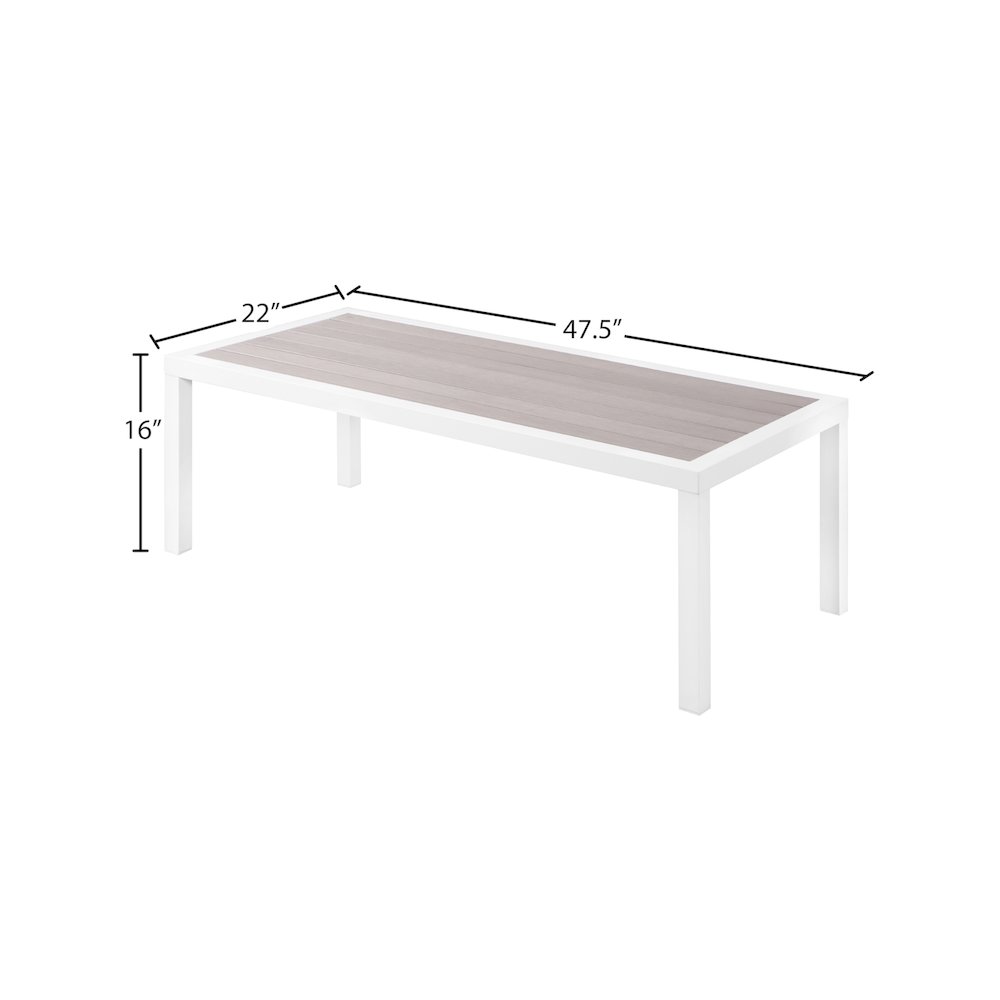 Nizuc Grey Wood Look Accent Paneling Outdoor Patio Aluminum Coffee Table. Picture 5