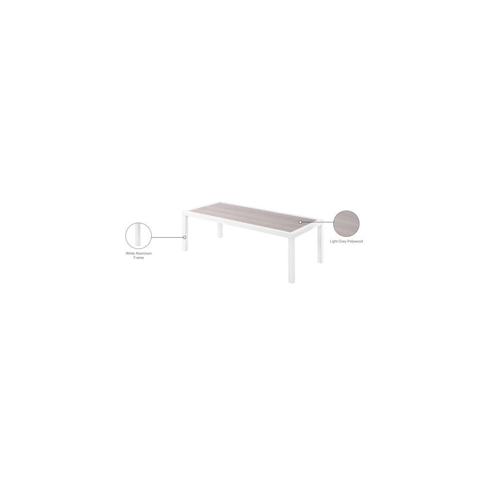 Nizuc Grey Wood Look Accent Paneling Outdoor Patio Aluminum Coffee Table. Picture 6