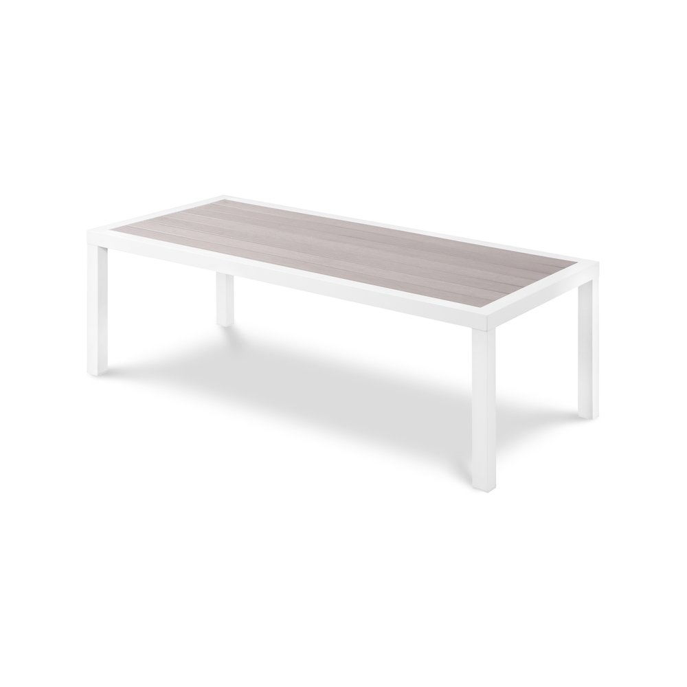 Nizuc Grey Wood Look Accent Paneling Outdoor Patio Aluminum Coffee Table. Picture 1