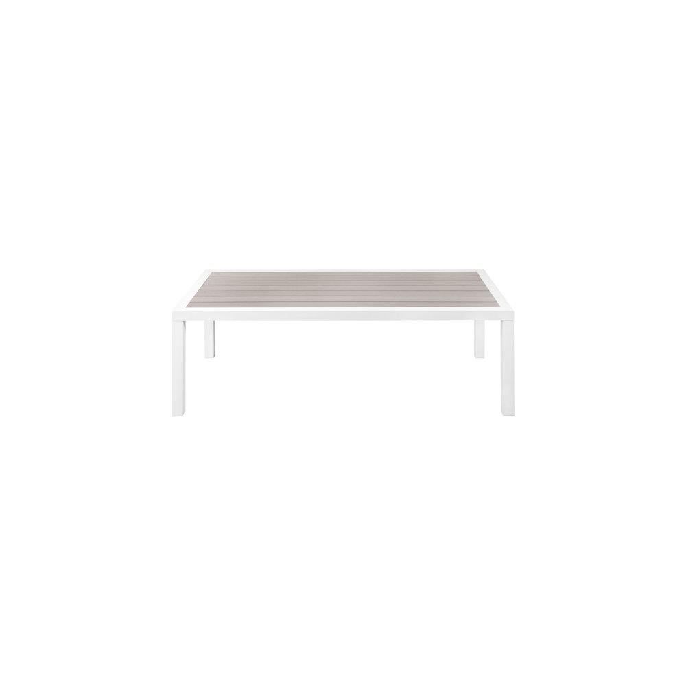 Nizuc Grey Wood Look Accent Paneling Outdoor Patio Aluminum Coffee Table. Picture 2
