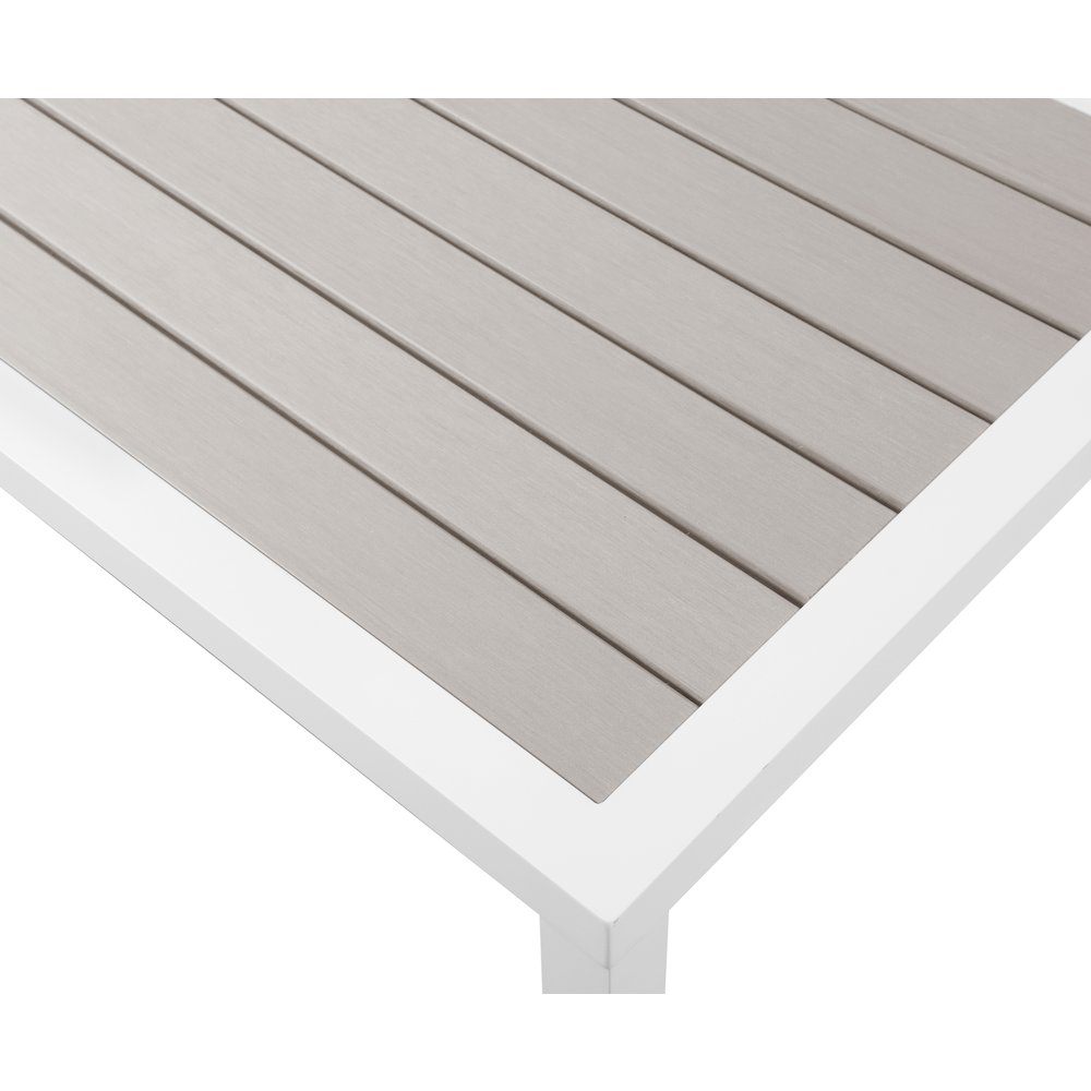 Nizuc Grey Wood Look Accent Paneling Outdoor Patio Aluminum Coffee Table. Picture 4