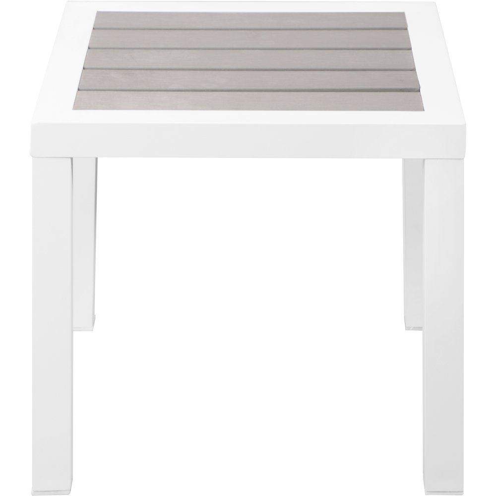 Nizuc Grey Wood Look Accent Paneling Outdoor Patio Aluminum End Table. Picture 2