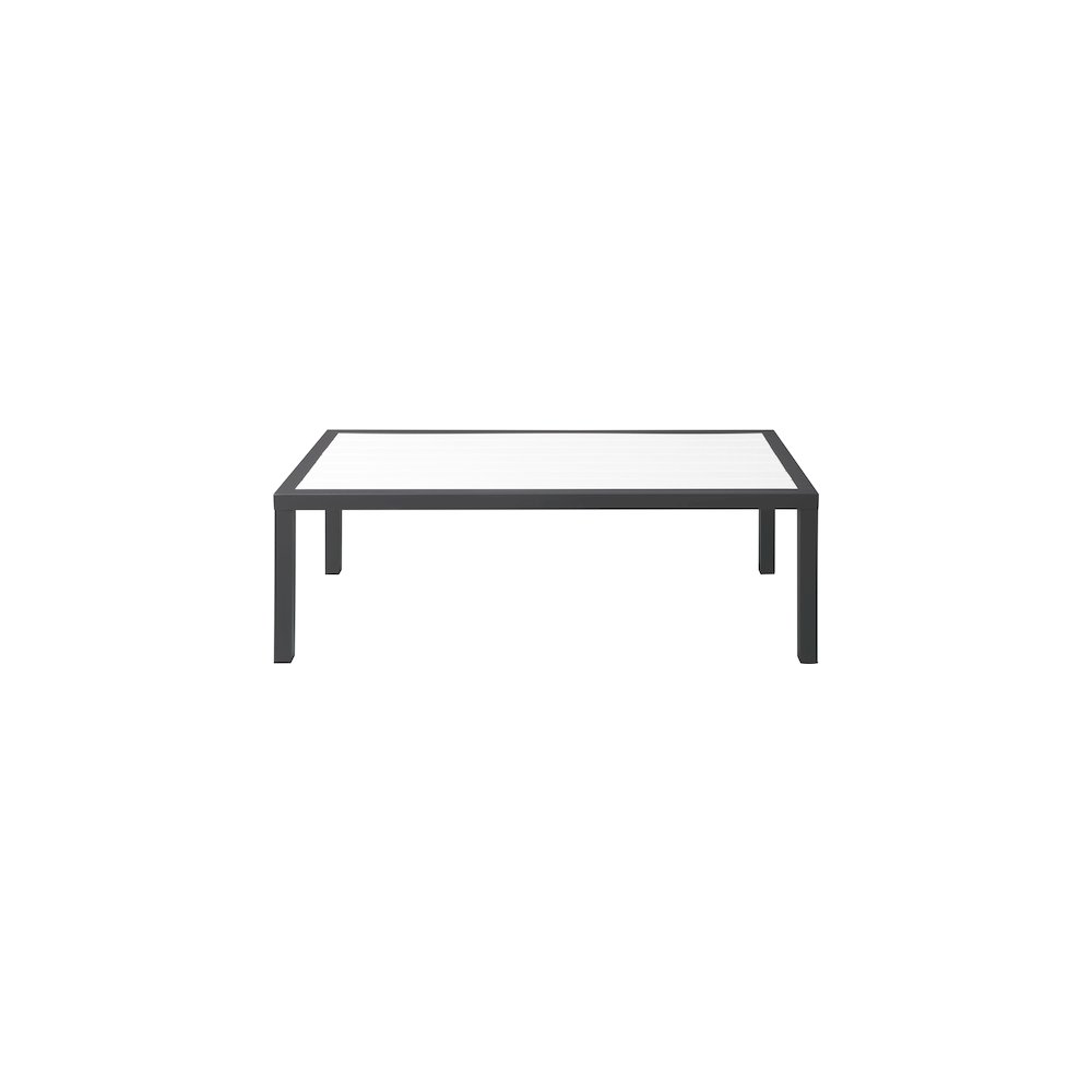 Nizuc White Wood Look Accent Paneling Outdoor Patio Aluminum Coffee Table. Picture 2