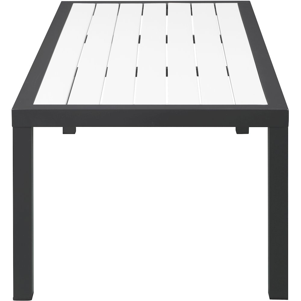 Nizuc White Wood Look Accent Paneling Outdoor Patio Aluminum Coffee Table. Picture 3