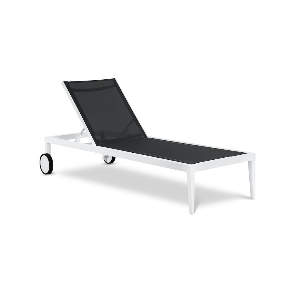 Nizuc Black Mesh Water Resistant Fabric Outdoor Patio Chaise Lounge Chair. Picture 1