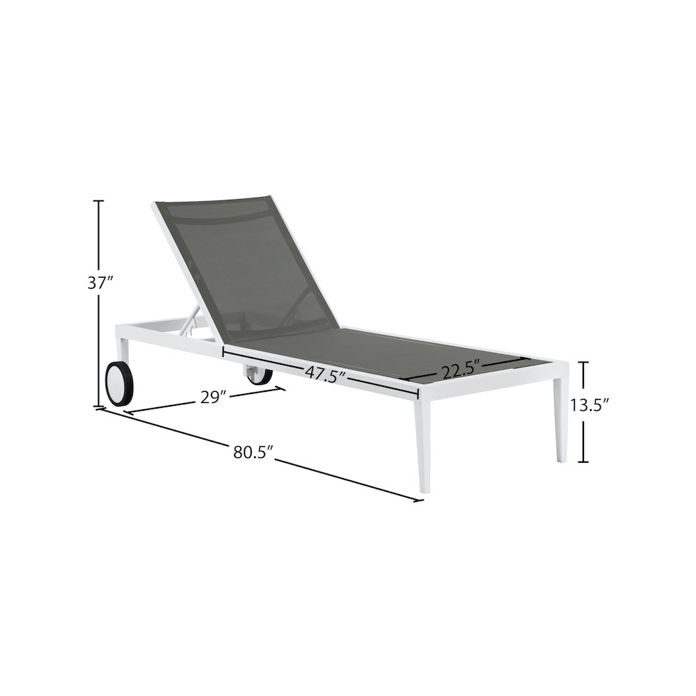 Nizuc Grey Mesh Water Resistant Fabric Outdoor Patio Chaise Lounge Chair. Picture 12