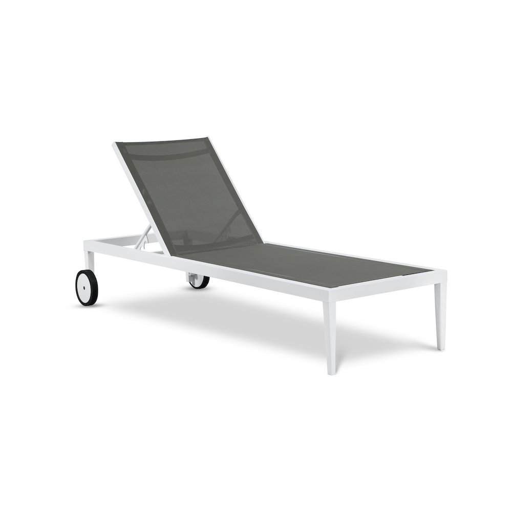 Nizuc Grey Mesh Water Resistant Fabric Outdoor Patio Chaise Lounge Chair. Picture 1