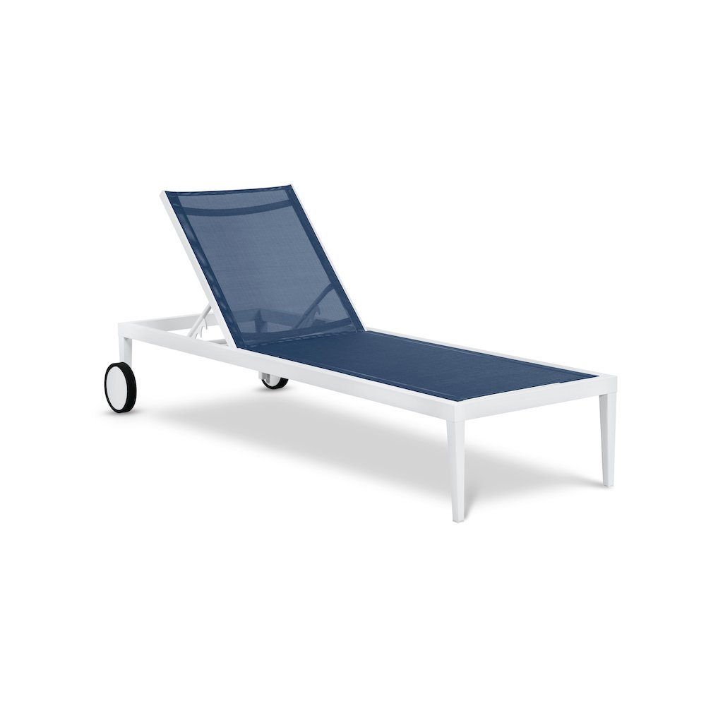 Nizuc Navy Mesh Water Resistant Fabric Outdoor Patio Chaise Lounge Chair. Picture 1