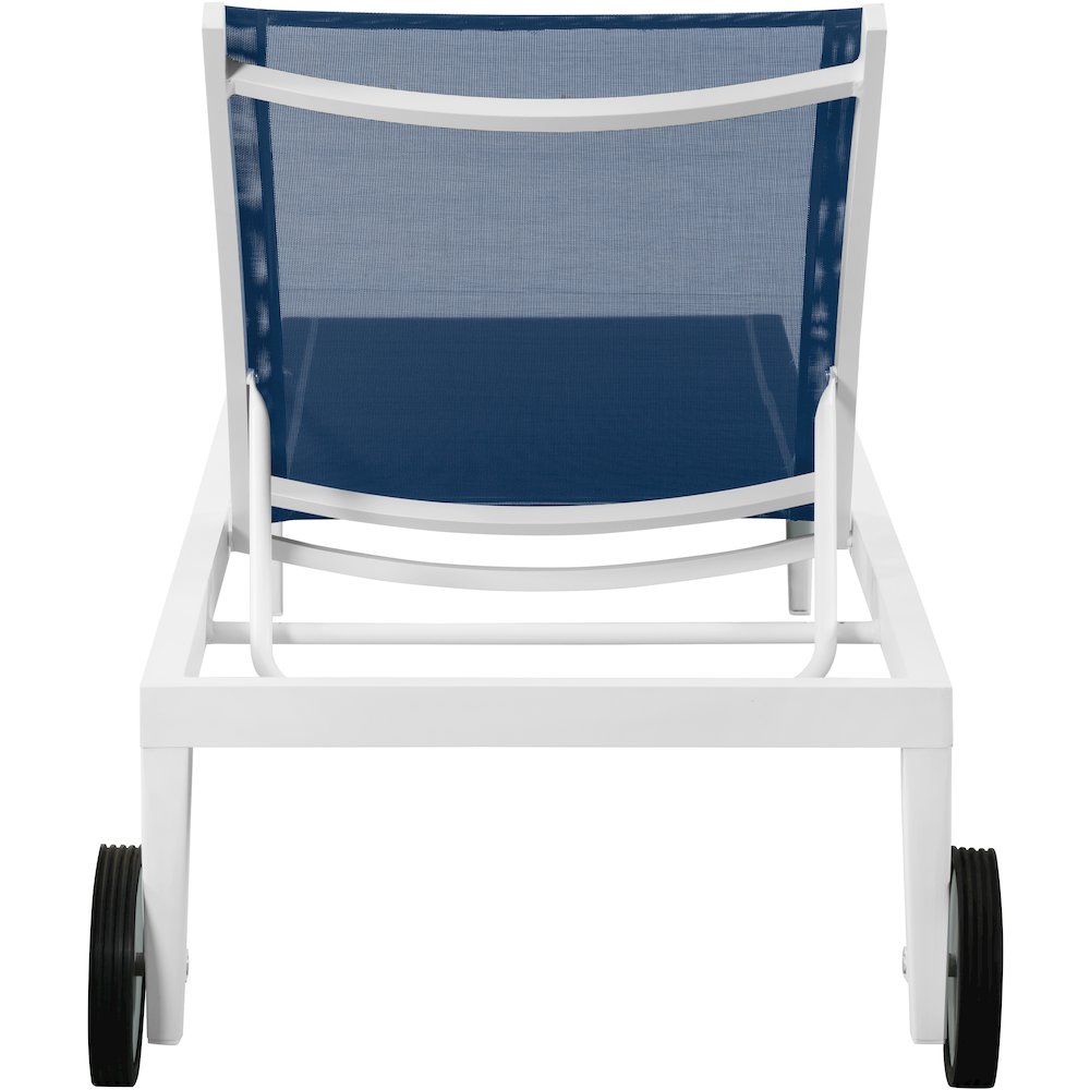 Nizuc Navy Mesh Water Resistant Fabric Outdoor Patio Chaise Lounge Chair. Picture 4