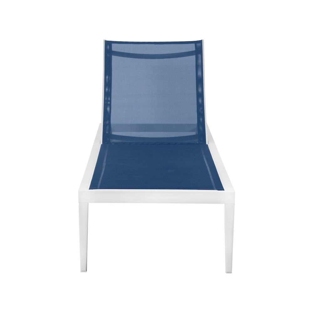 Nizuc Navy Mesh Water Resistant Fabric Outdoor Patio Chaise Lounge Chair. Picture 8