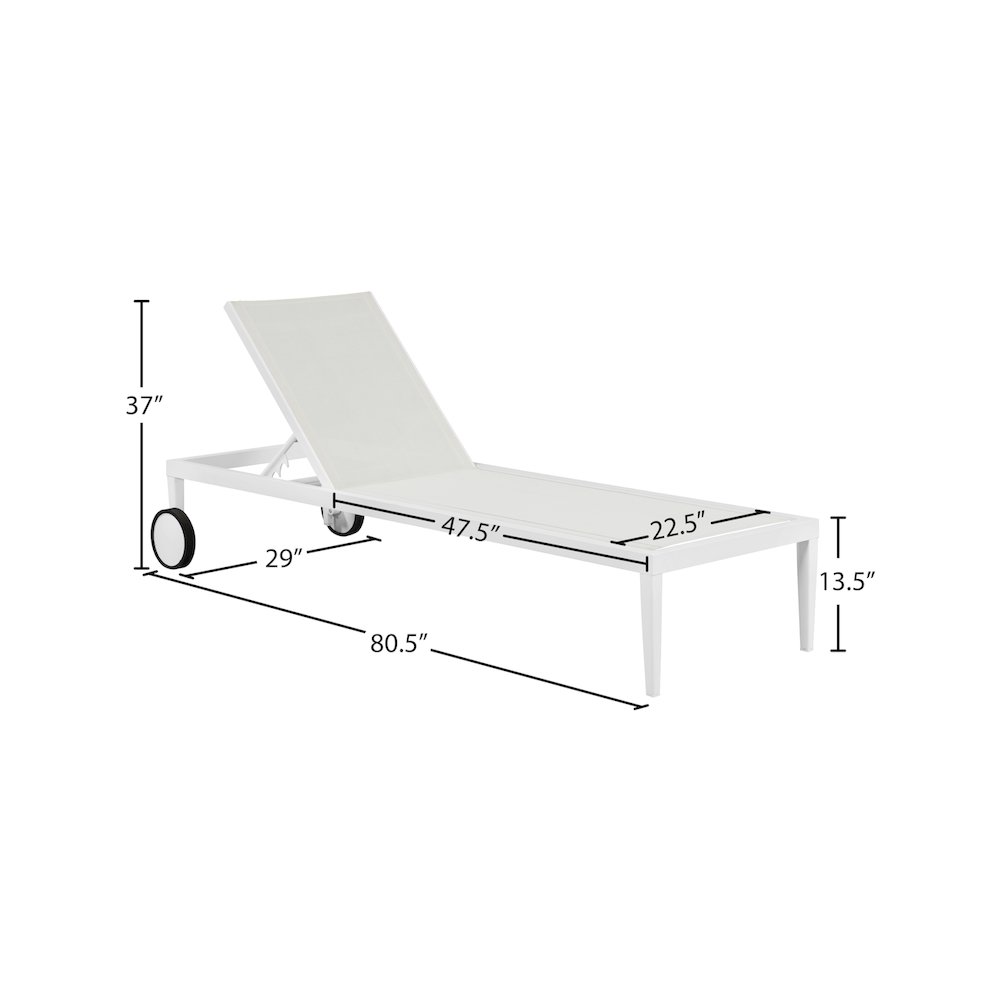 Nizuc White Mesh Water Resistant Fabric Outdoor Patio Chaise Lounge Chair. Picture 12