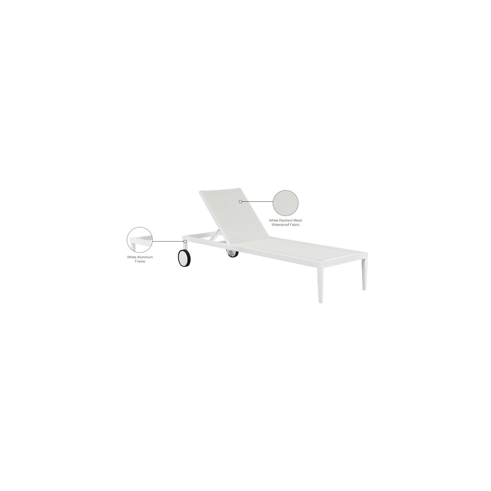 Nizuc White Mesh Water Resistant Fabric Outdoor Patio Chaise Lounge Chair. Picture 13