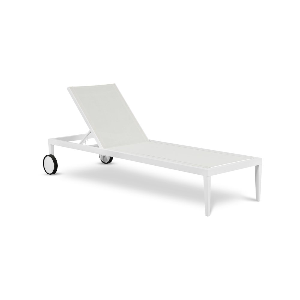 Nizuc White Mesh Water Resistant Fabric Outdoor Patio Chaise Lounge Chair. Picture 1