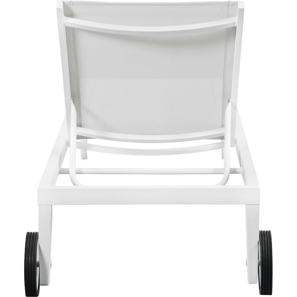 Nizuc White Mesh Water Resistant Fabric Outdoor Patio Chaise Lounge Chair. Picture 4
