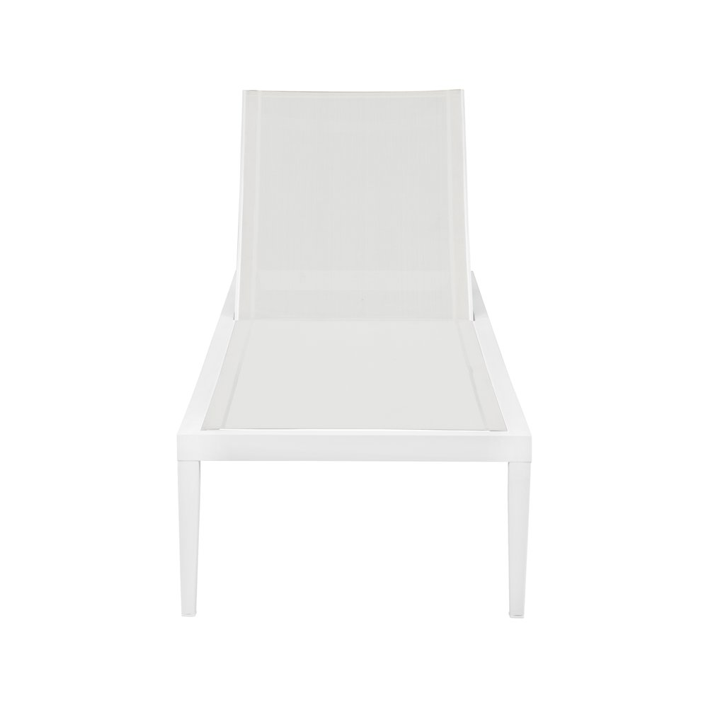 Nizuc White Mesh Water Resistant Fabric Outdoor Patio Chaise Lounge Chair. Picture 8