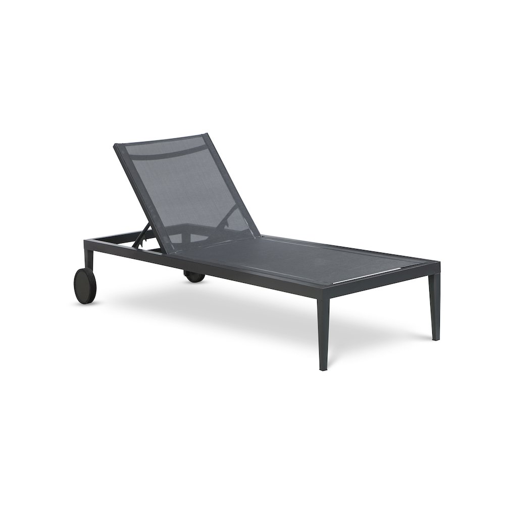 Nizuc Black Mesh Water Resistant Fabric Outdoor Patio Chaise Lounge Chair. Picture 1