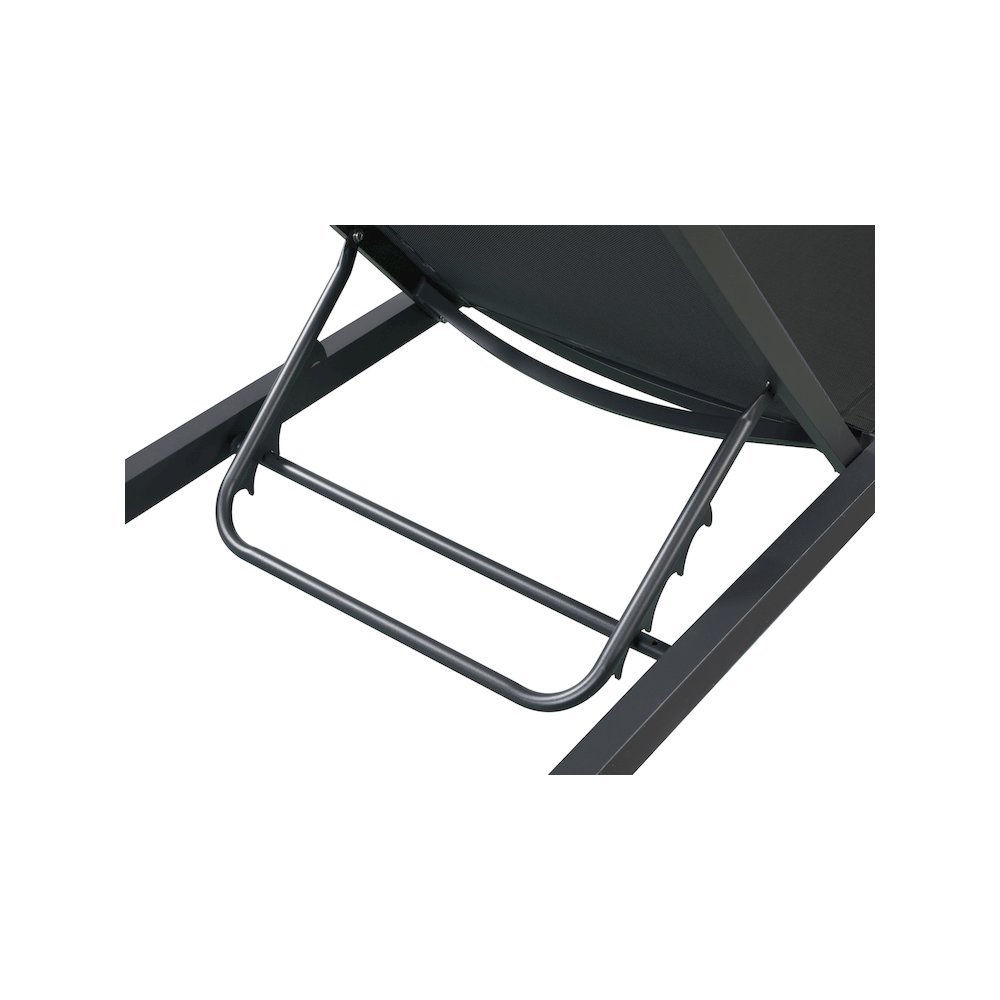Nizuc Black Mesh Water Resistant Fabric Outdoor Patio Chaise Lounge Chair. Picture 9