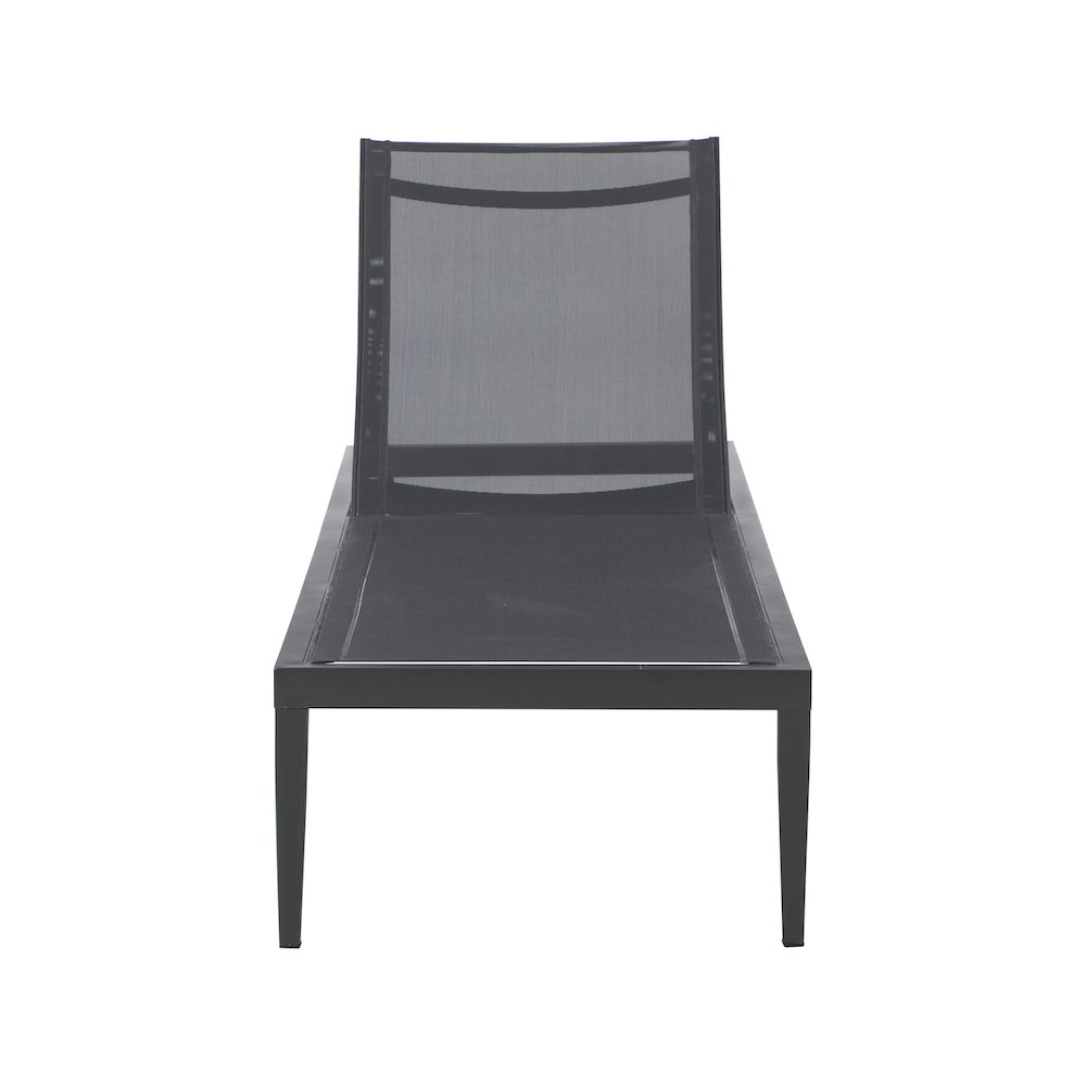 Nizuc Black Mesh Water Resistant Fabric Outdoor Patio Chaise Lounge Chair. Picture 8
