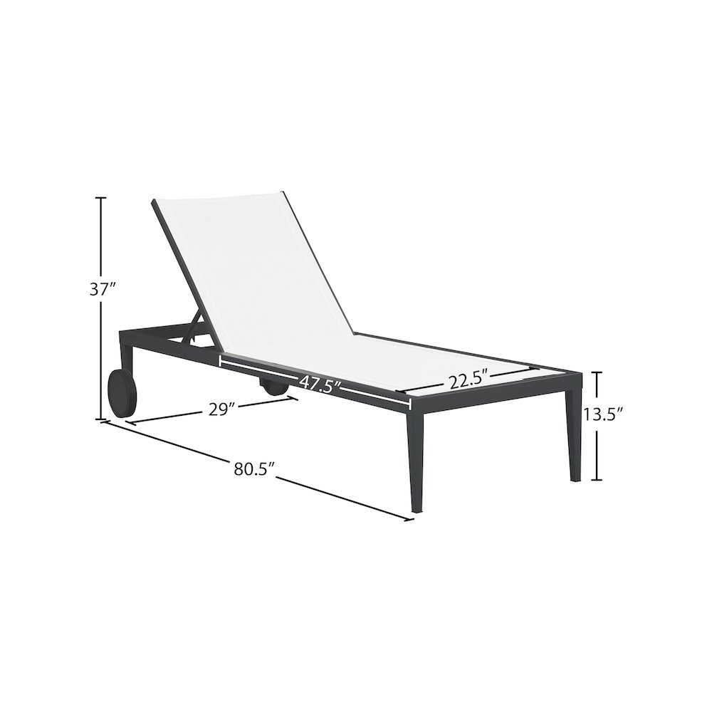 Nizuc White Mesh Water Resistant Fabric Outdoor Patio Chaise Lounge Chair. Picture 12