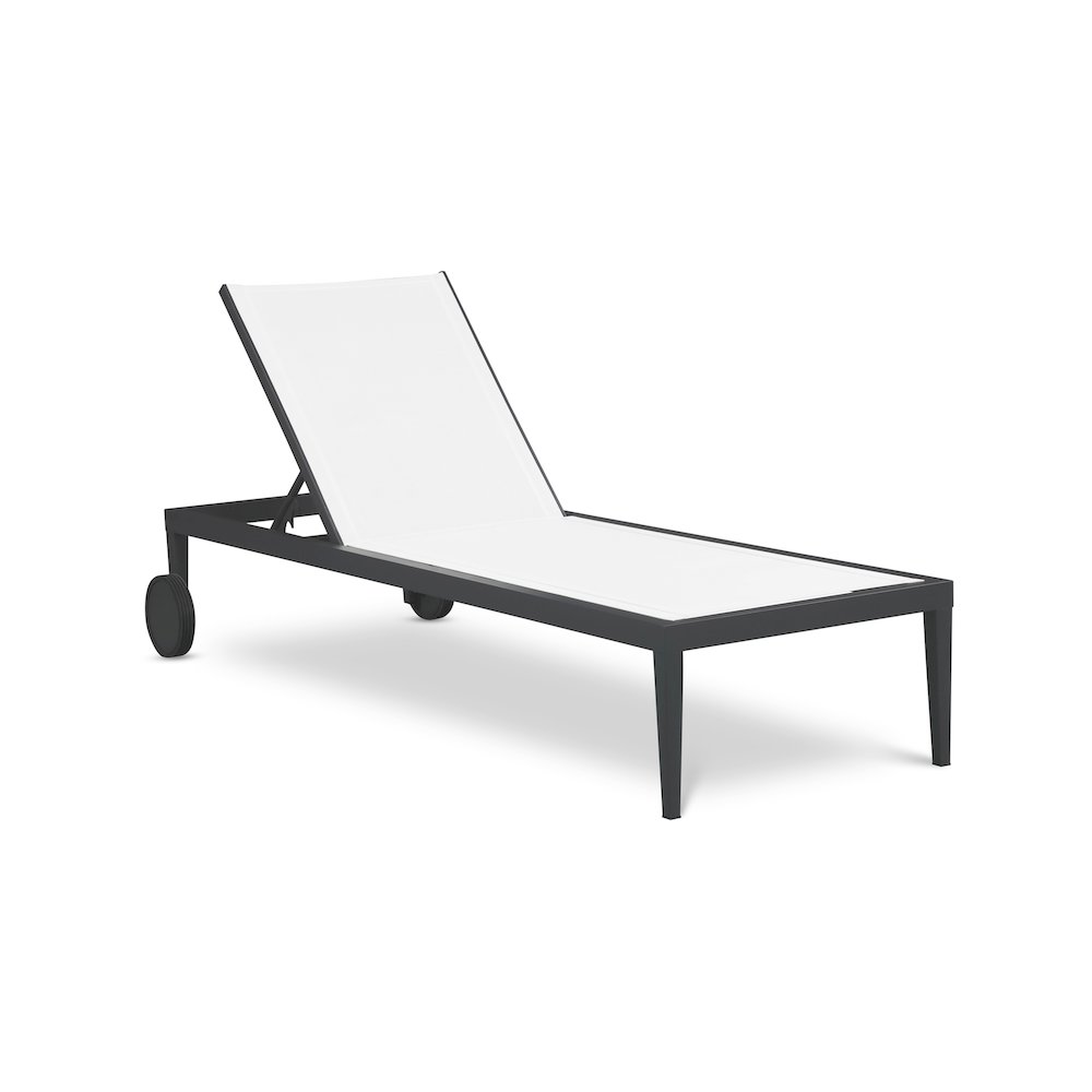 Nizuc White Mesh Water Resistant Fabric Outdoor Patio Chaise Lounge Chair. Picture 1