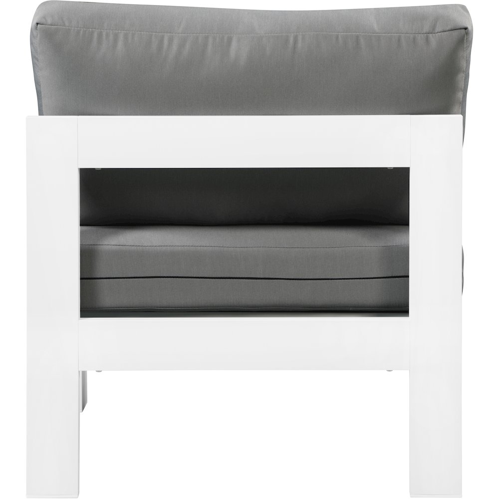 Nizuc Grey Water Resistant Fabric Outdoor Patio Aluminum Armless Chair. Picture 2