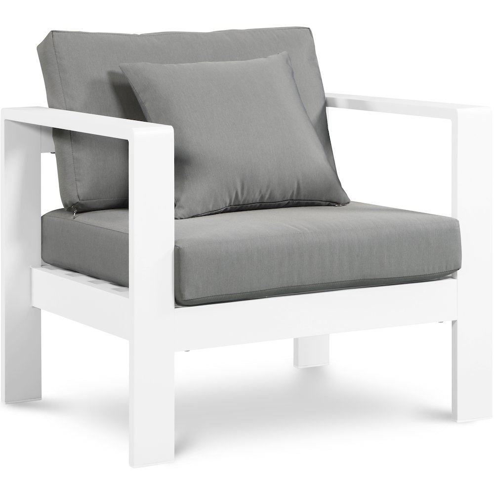 Nizuc Grey Water Resistant Fabric Outdoor Patio Aluminum Arm Chair. Picture 1