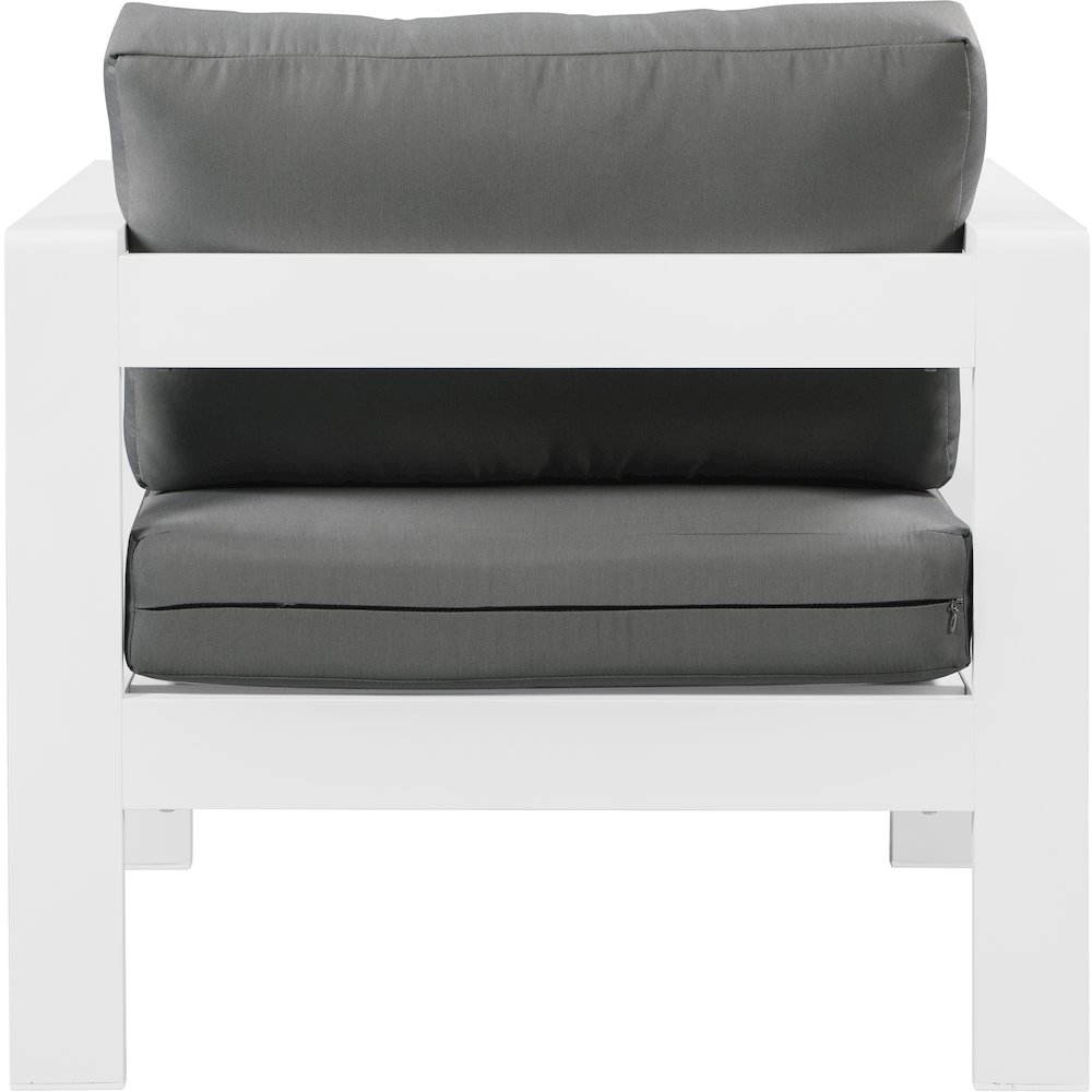 Nizuc Grey Water Resistant Fabric Outdoor Patio Aluminum Arm Chair. Picture 2