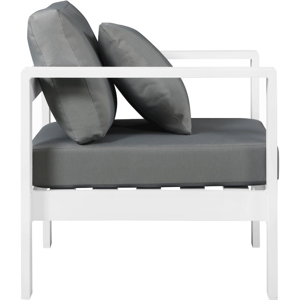 Nizuc Grey Water Resistant Fabric Outdoor Patio Aluminum Arm Chair. Picture 3