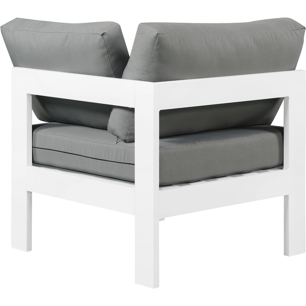 Nizuc Grey Water Resistant Fabric Outdoor Patio Aluminum Corner Chair. Picture 2