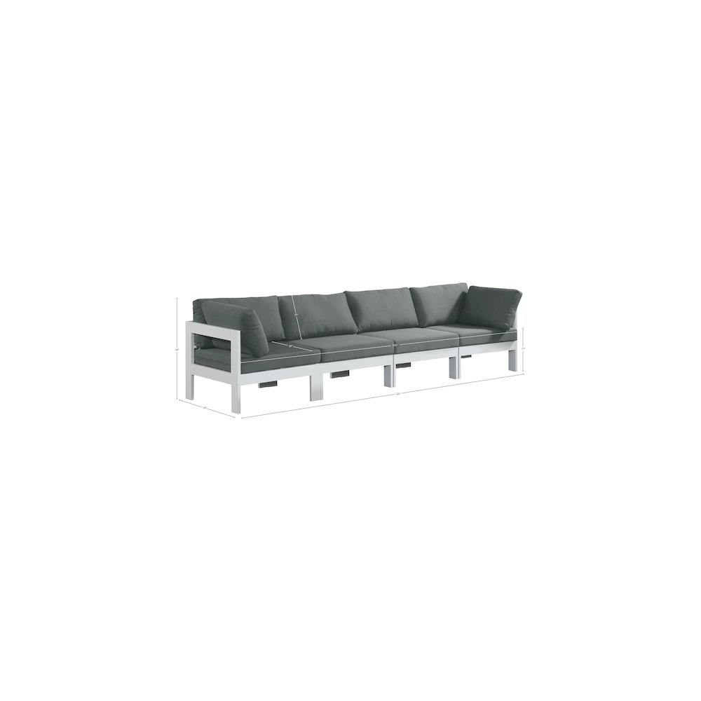 Nizuc Grey Water Resistant Fabric Outdoor Patio Modular Sofa. Picture 7