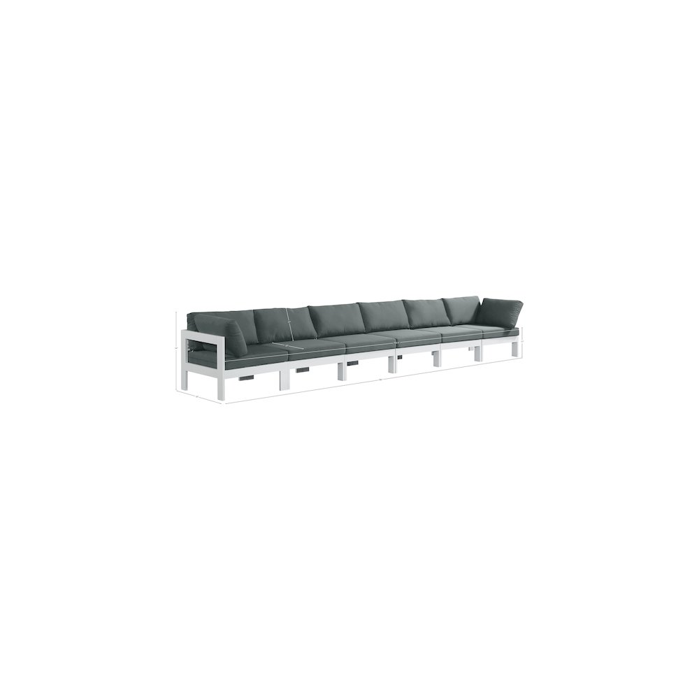Nizuc Grey Water Resistant Fabric Outdoor Patio Modular Sofa. Picture 7