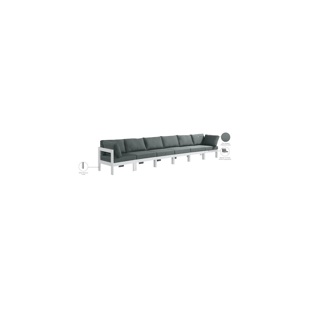 Nizuc Grey Water Resistant Fabric Outdoor Patio Modular Sofa. Picture 8