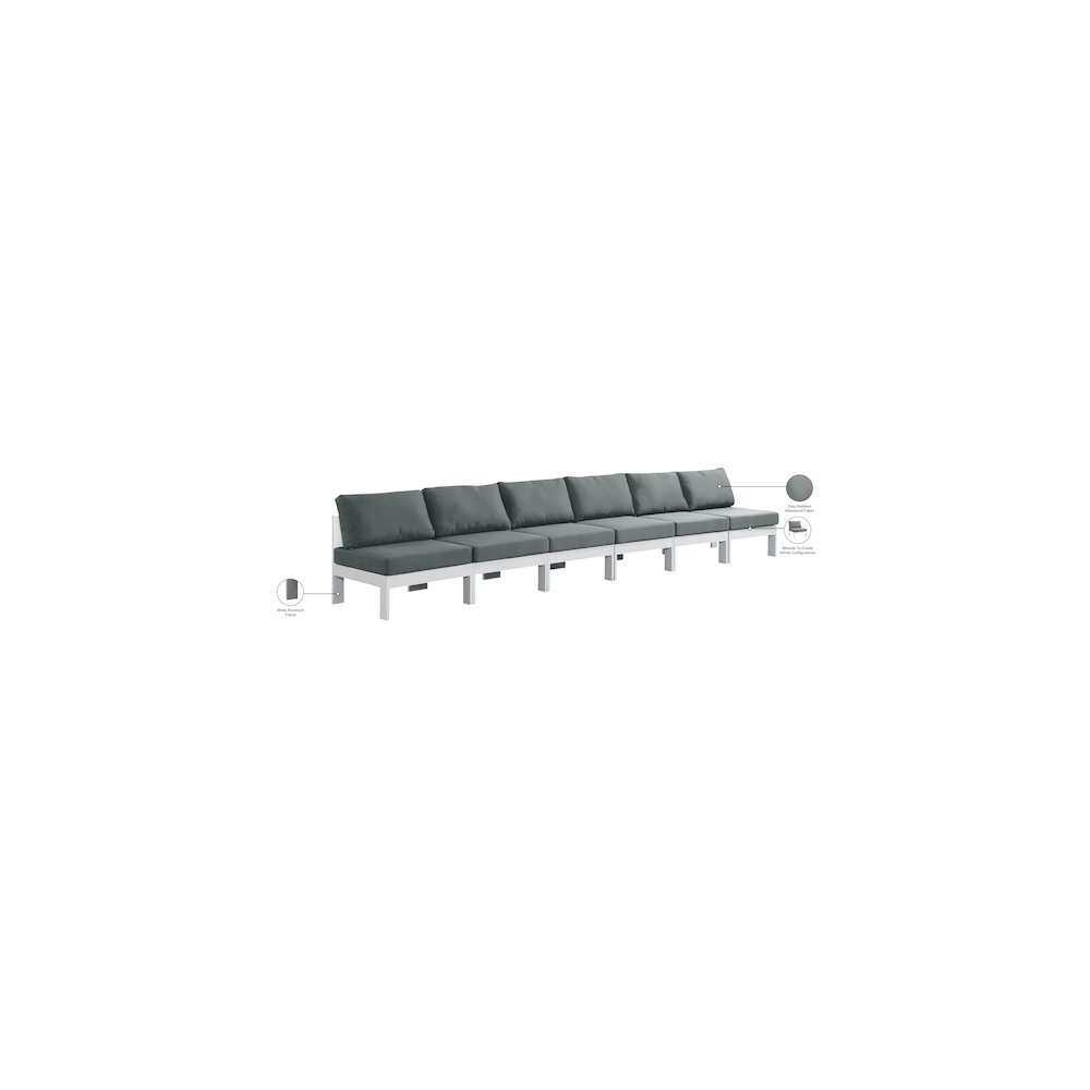 Nizuc Grey Water Resistant Fabric Outdoor Patio Modular Sofa. Picture 8