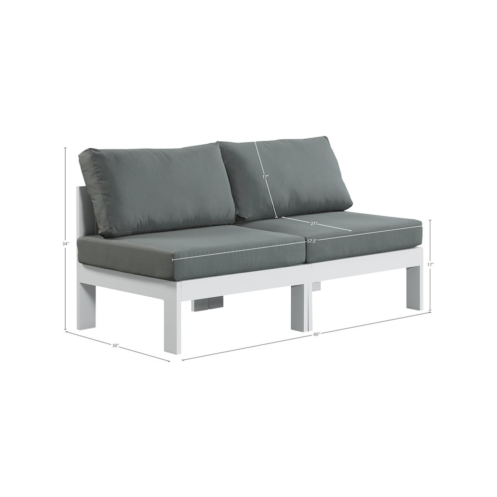 Nizuc Grey Water Resistant Fabric Outdoor Patio Modular Sofa. Picture 7