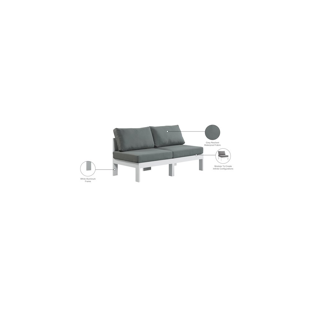 Nizuc Grey Water Resistant Fabric Outdoor Patio Modular Sofa. Picture 8