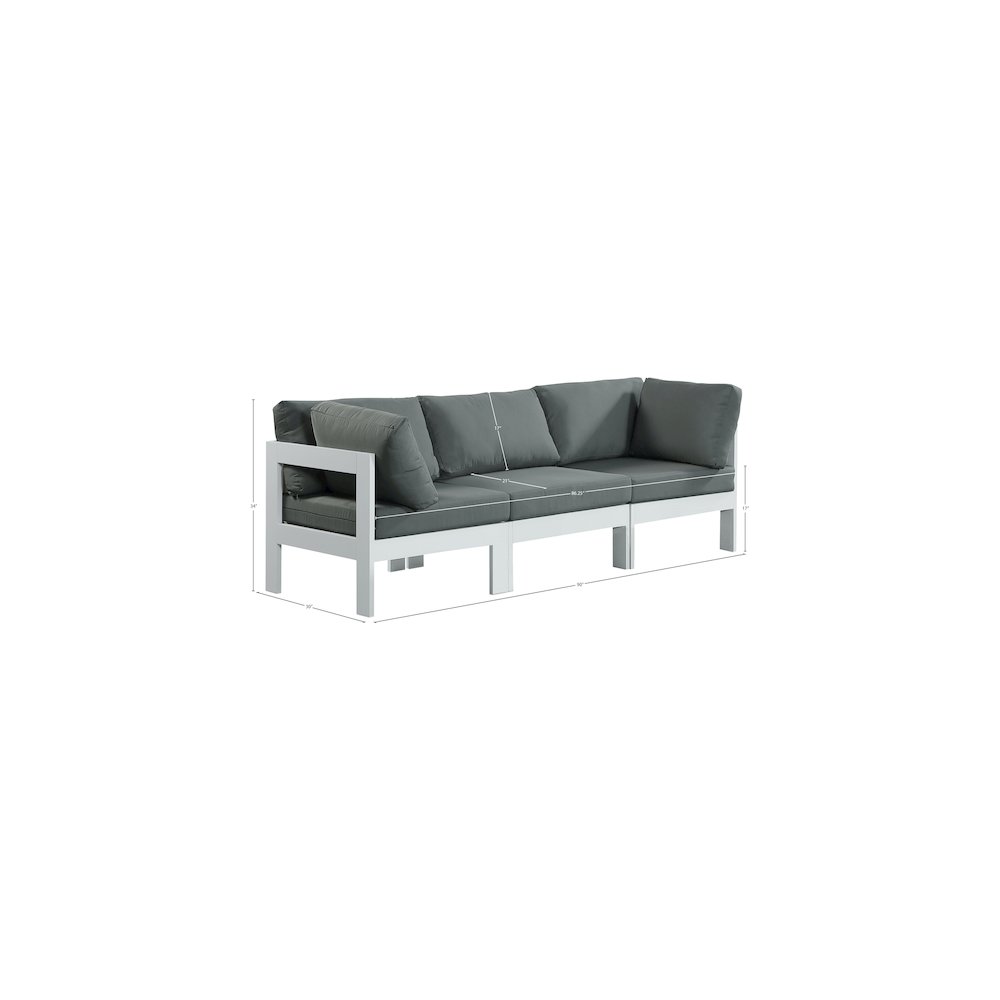 Nizuc Grey Water Resistant Fabric Outdoor Patio Modular Sofa. Picture 7