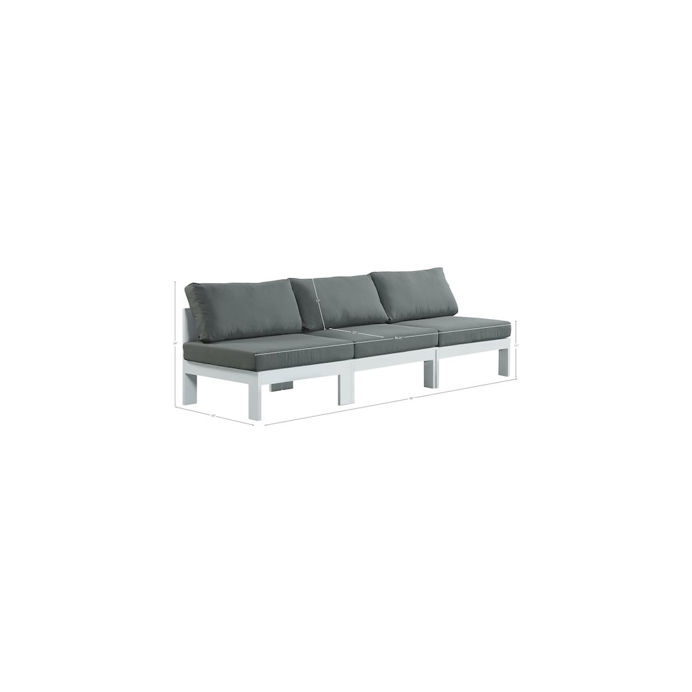 Nizuc Grey Water Resistant Fabric Outdoor Patio Modular Sofa. Picture 7