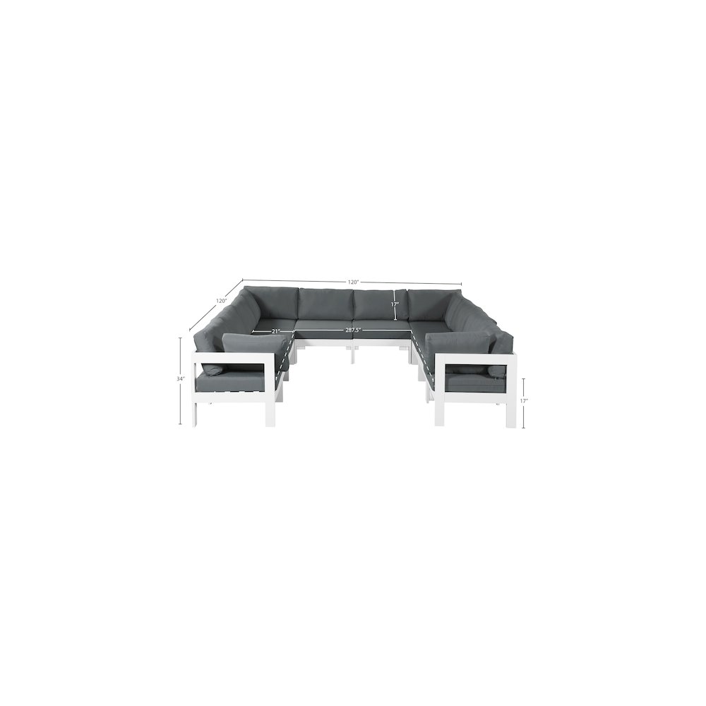 Nizuc Grey Water Resistant Fabric Outdoor Patio Modular Sectional. Picture 6