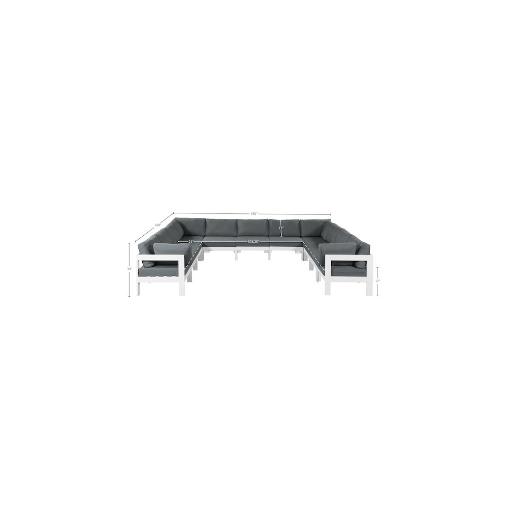 Nizuc Grey Water Resistant Fabric Outdoor Patio Modular Sectional. Picture 6